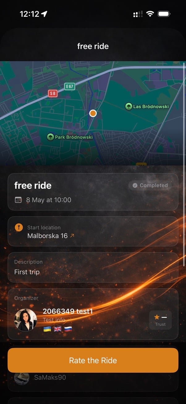 Completed Ride